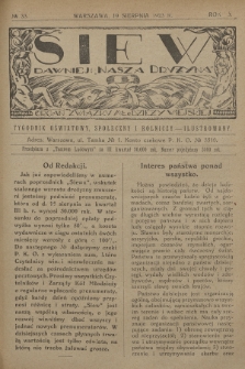 Siew : dawniej „Nasza Drużyna” : organ Związku Młodzieży Wiejskiej : tygodnik oświatowy, społeczny i rolniczy ilustrowany. R. 10, 1923, nr 33