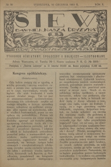 Siew : dawniej „Nasza Drużyna” : organ Związku Młodzieży Wiejskiej : tygodnik oświatowy, społeczny i rolniczy ilustrowany. R. 10, 1923, nr 50