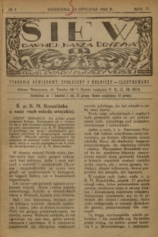 Siew : dawniej „Nasza Drużyna” : organ Związku Młodzieży Wiejskiej : tygodnik oświatowy, społeczny i rolniczy ilustrowany. R. 11, 1924, nr 2
