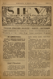 Siew : dawniej „Nasza Drużyna” : organ Związku Młodzieży Wiejskiej : tygodnik oświatowy, społeczny i rolniczy ilustrowany. R. 11, 1924, nr 11