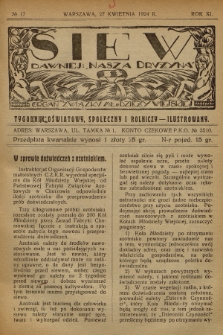 Siew : dawniej „Nasza Drużyna” : organ Związku Młodzieży Wiejskiej : tygodnik oświatowy, społeczny i rolniczy ilustrowany. R. 11, 1924, nr 17