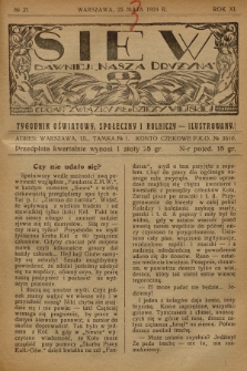 Siew : dawniej „Nasza Drużyna” : organ Związku Młodzieży Wiejskiej : tygodnik oświatowy, społeczny i rolniczy ilustrowany. R. 11, 1924, nr 21