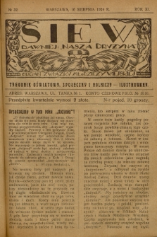 Siew : dawniej „Nasza Drużyna” : organ Związku Młodzieży Wiejskiej : tygodnik oświatowy, społeczny i rolniczy ilustrowany. R. 11, 1924, nr 32