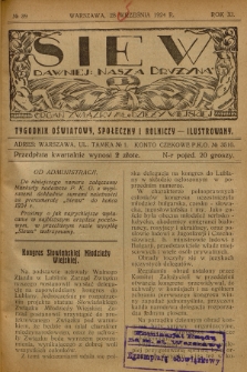 Siew : dawniej „Nasza Drużyna” : organ Związku Młodzieży Wiejskiej : tygodnik oświatowy, społeczny i rolniczy ilustrowany. R. 11, 1924, nr 39