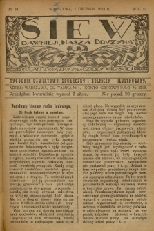 Siew : dawniej „Nasza Drużyna” : organ Związku Młodzieży Wiejskiej : tygodnik oświatowy, społeczny i rolniczy ilustrowany. R. 11, 1924, nr 49