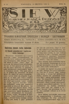 Siew : dawniej „Nasza Drużyna” : organ Związku Młodzieży Wiejskiej : tygodnik oświatowy, społeczny i rolniczy ilustrowany. R. 11, 1924, nr 50