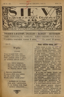 Siew : dawniej „Nasza Drużyna” : organ Związku Młodzieży Wiejskiej : tygodnik oświatowy, społeczny i rolniczy ilustrowany. R. 11, 1924, nr 51/52
