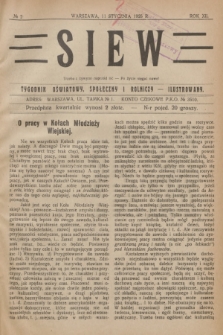 Siew : tygodnik oświatowy, społeczny i rolniczy ilustrowany. R. 12, 1925, nr 2
