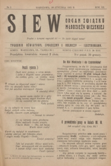 Siew : organ Związku Młodzieży Wiejskiej : tygodnik oświatowy, społeczny i rolniczy ilustrowany. R. 12, 1925, nr 3