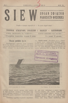 Siew : organ Związku Młodzieży Wiejskiej : tygodnik oświatowy, społeczny i rolniczy ilustrowany. R. 12, 1925, nr 5