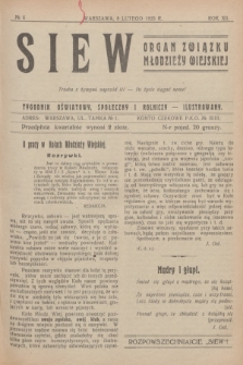 Siew : organ Związku Młodzieży Wiejskiej : tygodnik oświatowy, społeczny i rolniczy ilustrowany. R. 12, 1925, nr 6