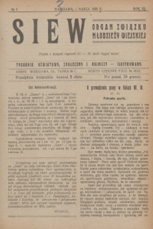Siew : organ Związku Młodzieży Wiejskiej : tygodnik oświatowy, społeczny i rolniczy ilustrowany. R. 12, 1925, nr 9