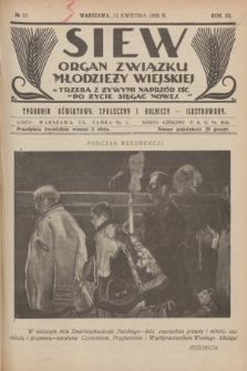Siew : organ Związku Młodzieży Wiejskiej : tygodnik oświatowy, społeczny i rolniczy ilustrowany. R. 12, 1925, nr 15
