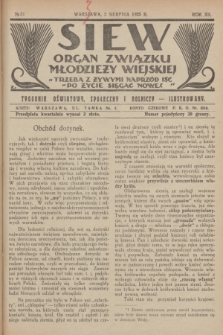 Siew : organ Związku Młodzieży Wiejskiej : tygodnik oświatowy, społeczny i rolniczy ilustrowany. R. 12, 1925, nr 31