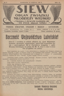 Siew : organ Związku Młodzieży Wiejskiej : tygodnik oświatowy, społeczny i rolniczy ilustrowany. R. 12, 1925, nr 35