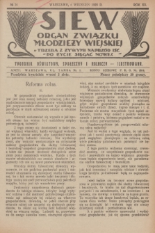 Siew : organ Związku Młodzieży Wiejskiej : tygodnik oświatowy, społeczny i rolniczy ilustrowany. R. 12, 1925, nr 36