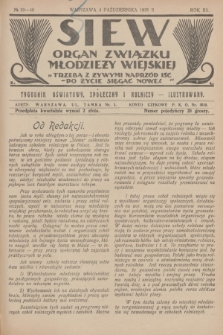 Siew : organ Związku Młodzieży Wiejskiej : tygodnik oświatowy, społeczny i rolniczy ilustrowany. R. 12, 1925, nr 39/40