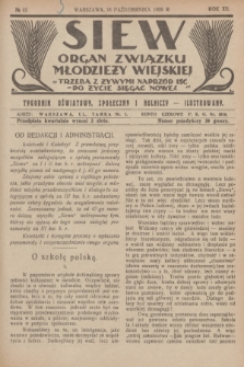 Siew : organ Związku Młodzieży Wiejskiej : tygodnik oświatowy, społeczny i rolniczy ilustrowany. R. 12, 1925, nr 42
