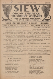 Siew : organ Związku Młodzieży Wiejskiej : tygodnik oświatowy, społeczny i rolniczy ilustrowany. R. 12, 1925, nr 44