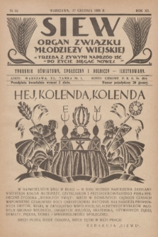 Siew : organ Związku Młodzieży Wiejskiej : tygodnik oświatowy, społeczny i rolniczy ilustrowany. R. 12, 1925, nr 52