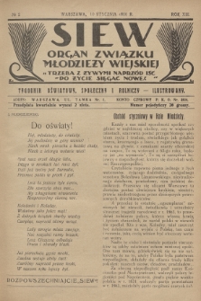 Siew : organ Związku Młodzieży Wiejskiej : tygodnik oświatowy, społeczny i rolniczy ilustrowany. R. 13, 1926, nr 2