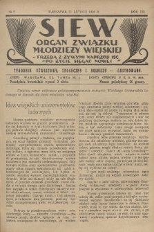 Siew : organ Związku Młodzieży Wiejskiej : tygodnik oświatowy, społeczny i rolniczy ilustrowany. R. 13, 1926, nr 8