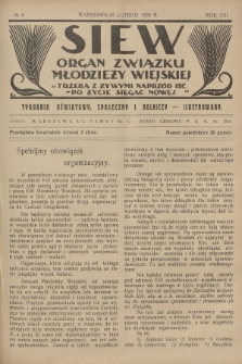 Siew : organ Związku Młodzieży Wiejskiej : tygodnik oświatowy, społeczny i rolniczy ilustrowany. R. 13, 1926, nr 9