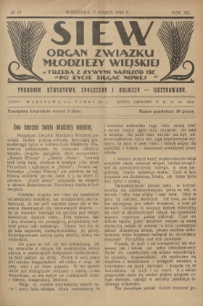 Siew : organ Związku Młodzieży Wiejskiej : tygodnik oświatowy, społeczny i rolniczy ilustrowany. R. 13, 1926, nr 10