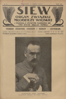 Siew : organ Związku Młodzieży Wiejskiej : tygodnik oświatowy, społeczny i rolniczy ilustrowany. R. 13, 1926, nr 12