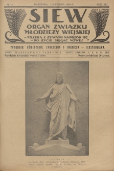 Siew : organ Związku Młodzieży Wiejskiej : tygodnik oświatowy, społeczny i rolniczy ilustrowany. R. 13, 1926, nr 14