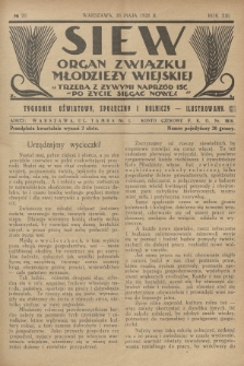 Siew : organ Związku Młodzieży Wiejskiej : tygodnik oświatowy, społeczny i rolniczy ilustrowany. R. 13, 1926, nr 20