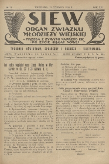 Siew : organ Związku Młodzieży Wiejskiej : tygodnik oświatowy, społeczny i rolniczy ilustrowany. R. 13, 1926, nr 24