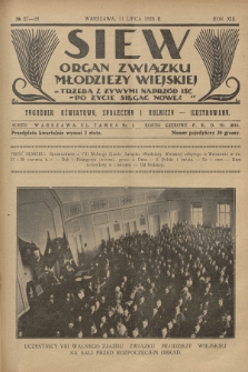 Siew : organ Związku Młodzieży Wiejskiej : tygodnik oświatowy, społeczny i rolniczy ilustrowany. R. 13, 1926, nr 27