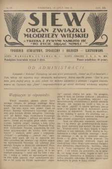 Siew : organ Związku Młodzieży Wiejskiej : tygodnik oświatowy, społeczny i rolniczy ilustrowany. R. 13, 1926, nr 29