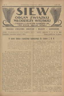 Siew : organ Związku Młodzieży Wiejskiej : tygodnik oświatowy, społeczny i rolniczy ilustrowany. R. 13, 1926, nr 32