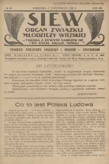 Siew : organ Związku Młodzieży Wiejskiej : tygodnik oświatowy, społeczny i rolniczy ilustrowany. R. 13, 1926, nr 42