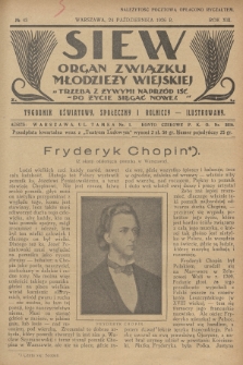 Siew : organ Związku Młodzieży Wiejskiej : tygodnik oświatowy, społeczny i rolniczy ilustrowany. R. 13, 1926, nr 43