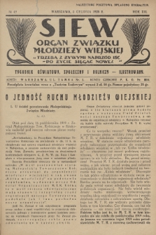 Siew : organ Związku Młodzieży Wiejskiej : tygodnik oświatowy, społeczny i rolniczy ilustrowany. R. 13, 1926, nr 49