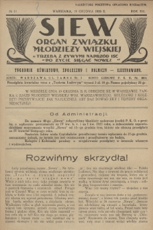 Siew : organ Związku Młodzieży Wiejskiej : tygodnik oświatowy, społeczny i rolniczy ilustrowany. R. 13, 1926, nr 51