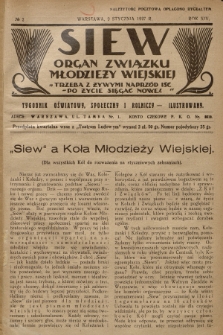 Siew : organ Związku Młodzieży Wiejskiej : tygodnik oświatowy, społeczny i rolniczy ilustrowany. R. 14, 1927, nr 2