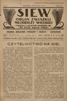 Siew : organ Związku Młodzieży Wiejskiej : tygodnik oświatowy, społeczny i rolniczy ilustrowany. R. 14, 1927, nr 3