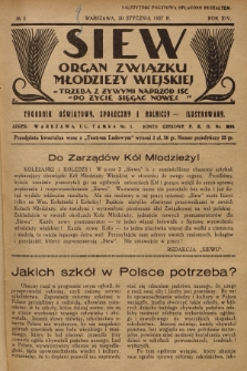 Siew : organ Związku Młodzieży Wiejskiej : tygodnik oświatowy, społeczny i rolniczy ilustrowany. R. 14, 1927, nr 5