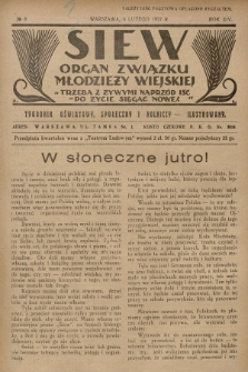 Siew : organ Związku Młodzieży Wiejskiej : tygodnik oświatowy, społeczny i rolniczy ilustrowany. R. 14, 1927, nr 6