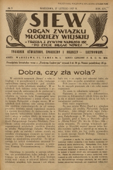 Siew : organ Związku Młodzieży Wiejskiej : tygodnik oświatowy, społeczny i rolniczy ilustrowany. R. 14, 1927, nr 9