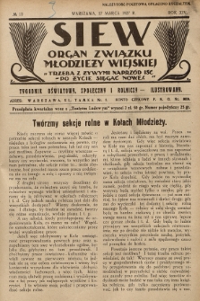 Siew : organ Związku Młodzieży Wiejskiej : tygodnik oświatowy, społeczny i rolniczy ilustrowany. R. 14, 1927, nr 13