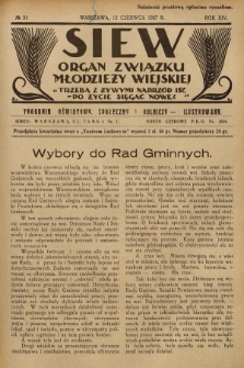 Siew : organ Związku Młodzieży Wiejskiej : tygodnik oświatowy, społeczny i rolniczy ilustrowany. R. 14, 1927, nr 24