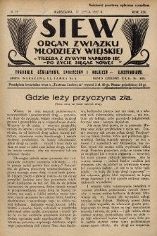 Siew : organ Związku Młodzieży Wiejskiej : tygodnik oświatowy, społeczny i rolniczy ilustrowany. R. 14, 1927, nr 29