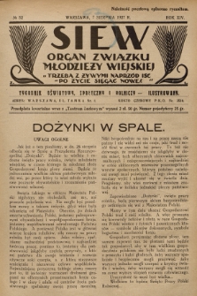 Siew : organ Związku Młodzieży Wiejskiej : tygodnik oświatowy, społeczny i rolniczy ilustrowany. R. 14, 1927, nr 32