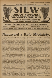 Siew : organ Związku Młodzieży Wiejskiej : tygodnik oświatowy, społeczny i rolniczy ilustrowany. R. 14, 1927, nr 41