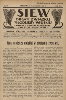 Siew : organ Związku Młodzieży Wiejskiej : tygodnik oświatowy, społeczny i rolniczy ilustrowany. R. 14, 1927, nr 43